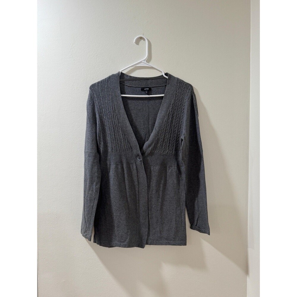 Apt. 9 Sweater Womens S Gray W Button Cardigan Ribbed Knit Casual Cotton